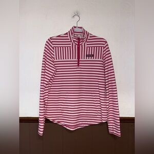 Vineyard Vines - Pink Striped Half Zipper Sweater